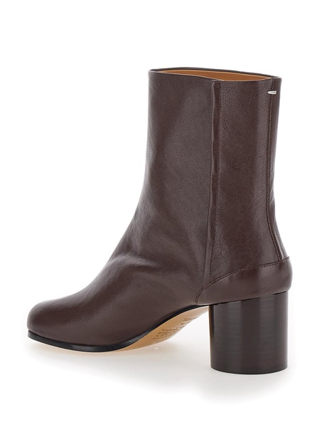 'tabi' Brown Ankle Boots With Pre-shaped Toe In Leather Woman