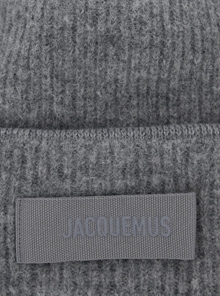 Grey 'Le Bonnet Gros Grain' with Logo Patch on the Brim in Cashmere and Wool Man