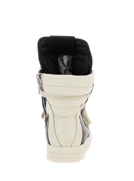 Geo-basket Black Anche White High-top Sneakers With Contrasting Details In Leather Woman