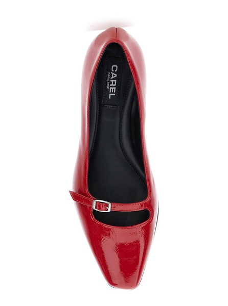 'emilie' Red Ballet Flats With Buckle In Patent Leather Woman