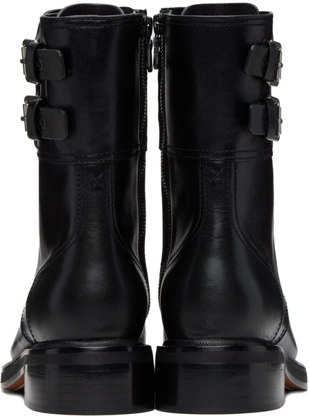 Black RB Moto Lace-Up Boot