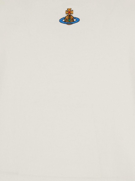 'lollo' White Crewneck T-shirt With Orb Detail In Cotton Woman