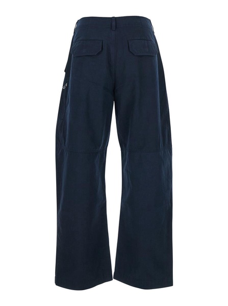 Blue Pants With Pences And Belt Loops In Cotton Man