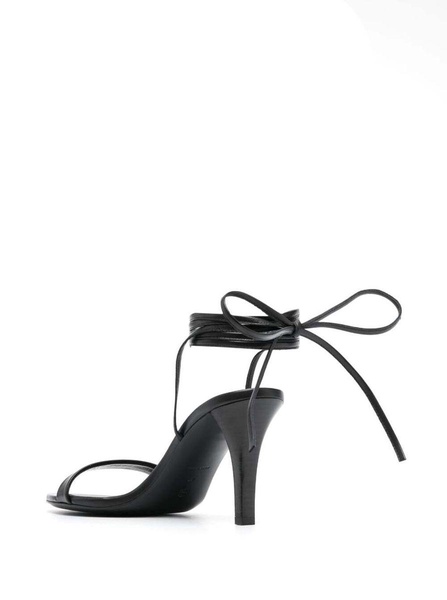 'Maud' Black Sandals With Self-Tie Laces In Leather Woman