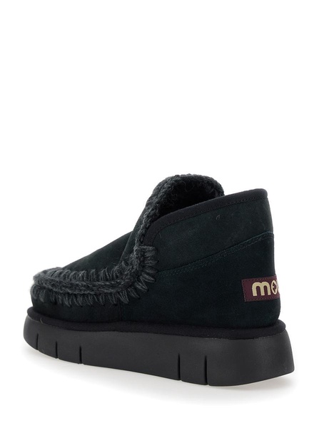 'Eskimo' Black Slip-On Boots With Rear Logo In Suede Woman