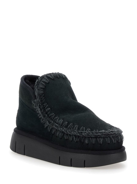 'Eskimo' Black Slip-On Boots With Rear Logo In Suede Woman