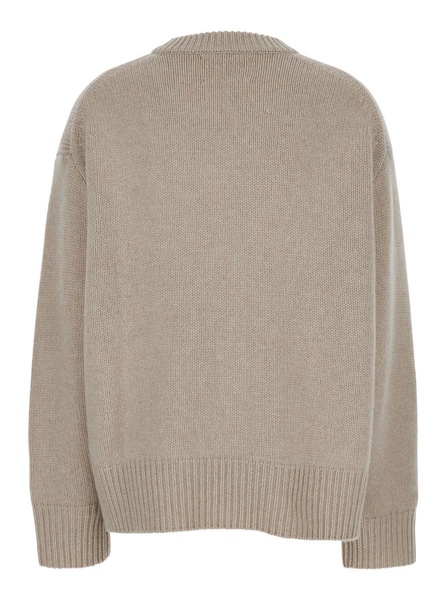 'Renske' Beige Sweater With Ribbed Trim In Cashmere Woman