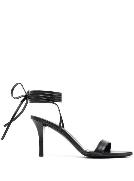 'Maud' Black Sandals With Self-Tie Laces In Leather Woman