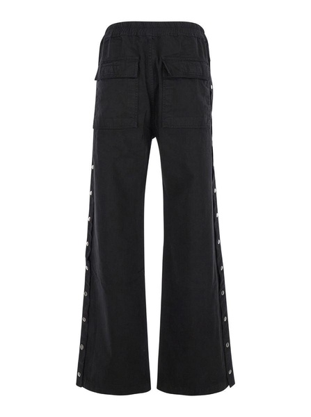 'Pusher' Black Pants with Elastic Waist with Drawstrings and Wide Leg in Cotton Man