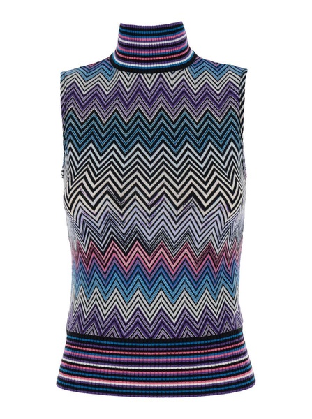 Multicolor Sleeveless Top With All-Over Zig Zag Motiv In Rashel Woman