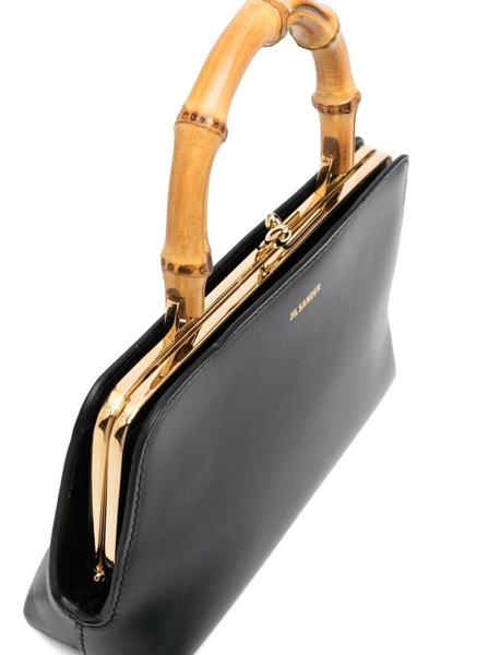 Black Mini Goji Handbag With Signature Bamboo Handles In Leather Woman