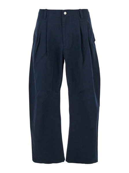 Blue Pants With Pences And Belt Loops In Cotton Man