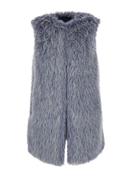 Grey Crewneck Vest in Eco Fur Woman