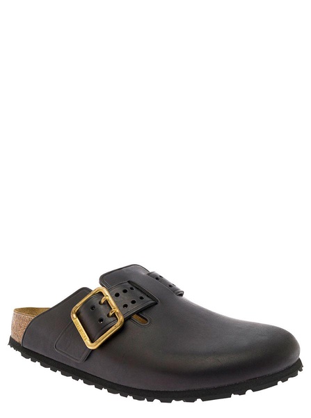 'Boston Bold' Black Mules With Maxi Buckle