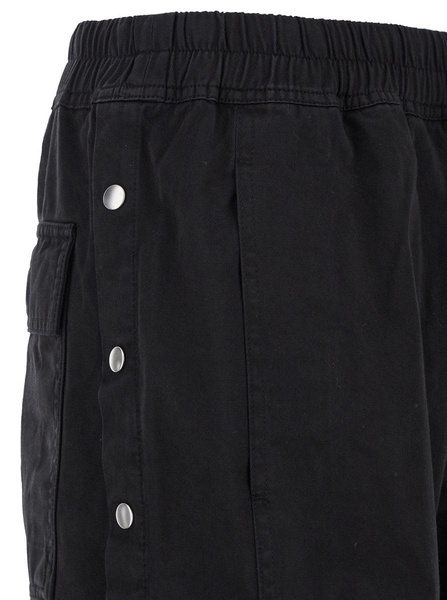 'Pusher' Black Pants with Elastic Waist with Drawstrings and Wide Leg in Cotton Man