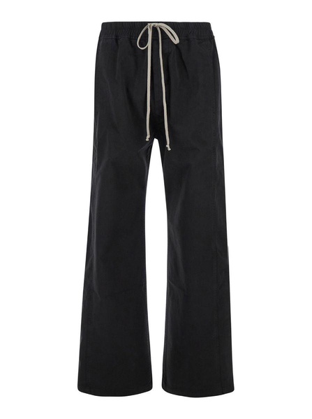 'Pusher' Black Pants with Elastic Waist with Drawstrings and Wide Leg in Cotton Man