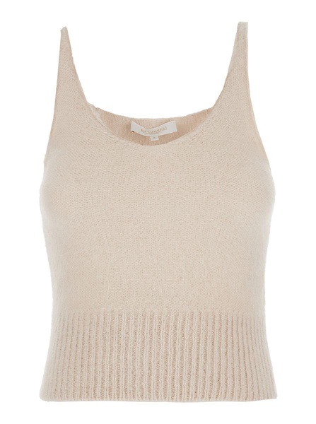 'Prosperina' Beige Top With U Neck In Wool Blend Woman in Beige