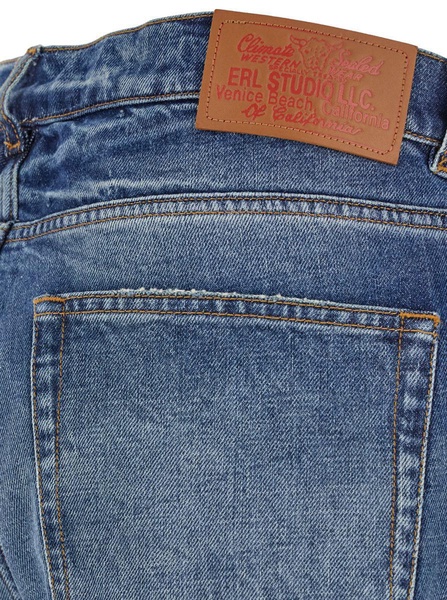 Blue Flared Jeans With Logo Patch On The Rear In Denim Man