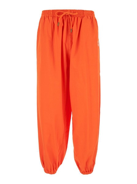 Orange Jogger Pants With Logo Detail In Jersey Man