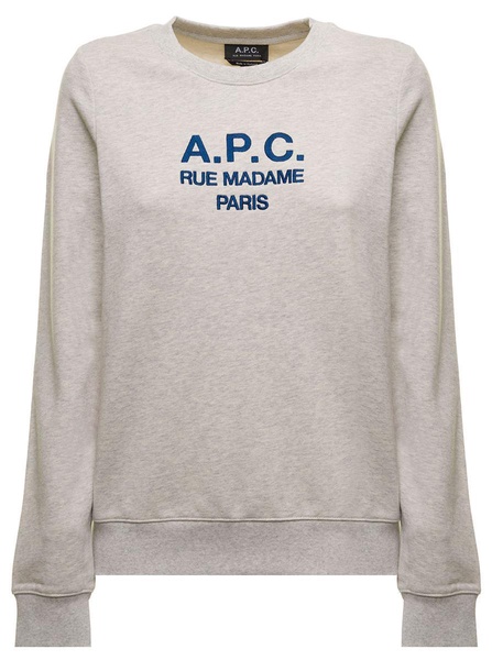 Grey Tina Sweatshirt In Fleece Cotton With Logo Embroidery To The Chest A.P.C. Woman