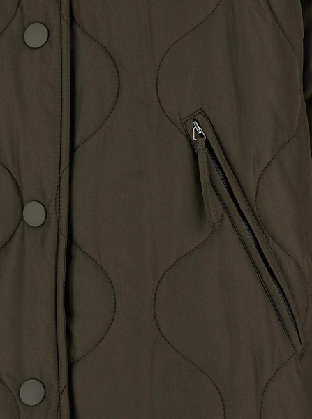 'Camila' Military Green Jacket With Snap Buttons In Quilted Fabric Woman