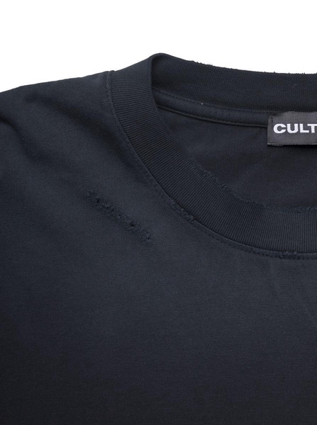 Black Crewneck T-Shirt With Cultura & Co Print In Jersey Man