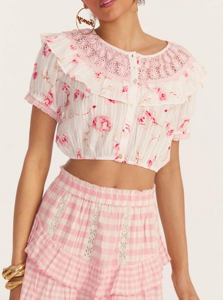 elania crop top in cherry soda