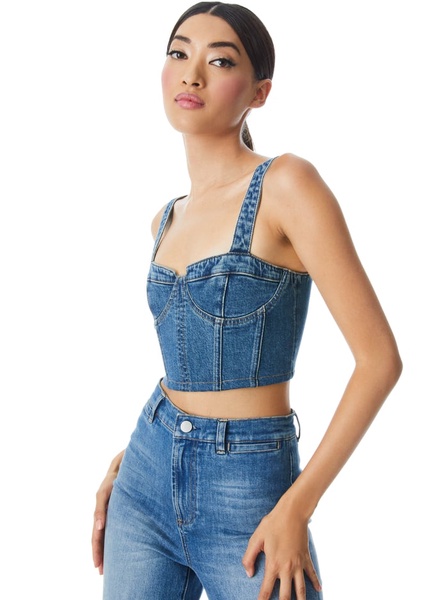 JEANNA DENIM BUSTIER CROP TOP