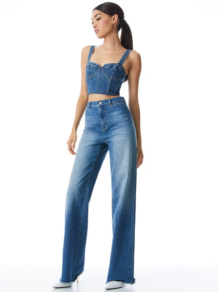 JEANNA DENIM BUSTIER CROP TOP