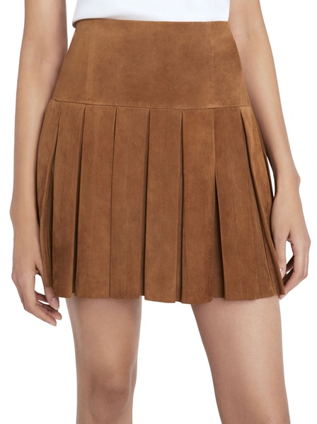 EMILIE PLEATED SUEDE MINI SKIRT