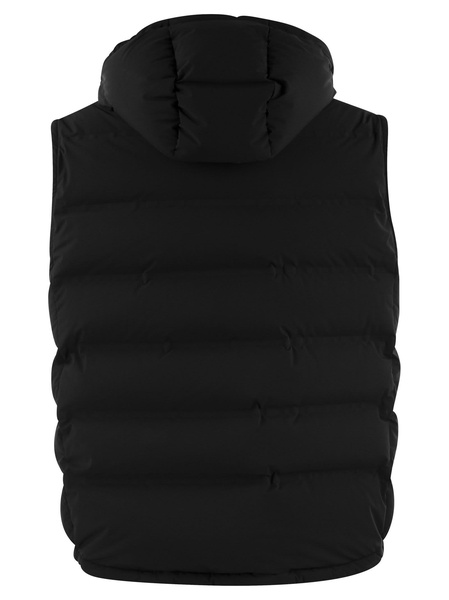 Brunello Cucinelli Sleeveless Down Jacket In Membraned Taffeta With Heat Tapes And Detachable Hood