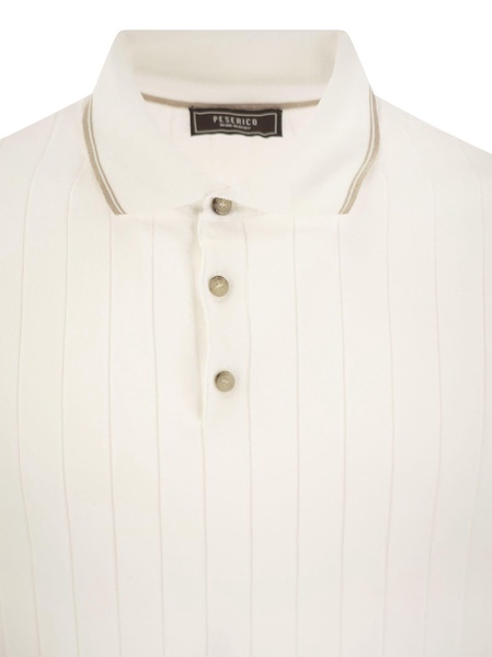 Peserico Polo Shirt In Pure Cotton Crepe Yarn With Flat Rib