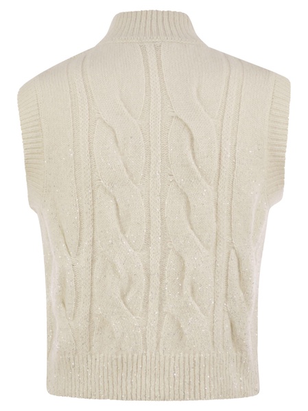 Peserico Cable Zip Vest In Alpaca Wool