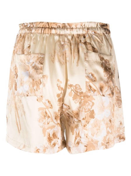 Gold Hawk Printed Drawstring Silk Shorts