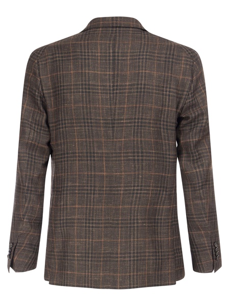 Tagliatore Wool, Silk And Linen Jacket With Tartan Pattern