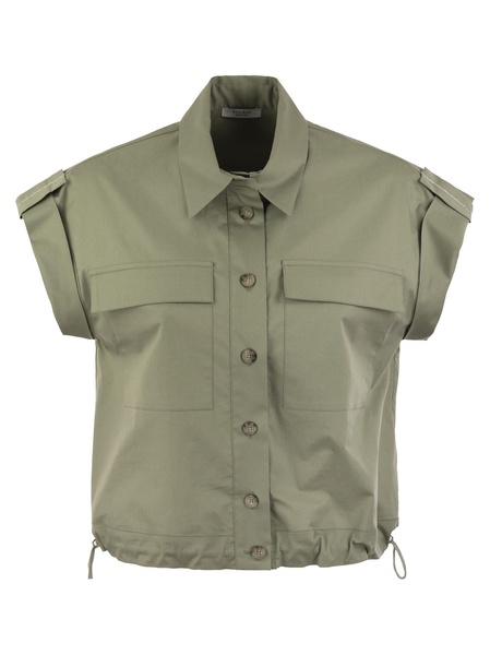 Peserico Light Cotton Satin 'Sail Hand' Shirt With Drawstring