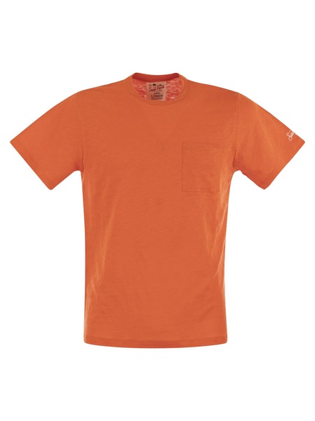 Mc2 Saint Barth Ecstasea Linen T Shirt With Pocket