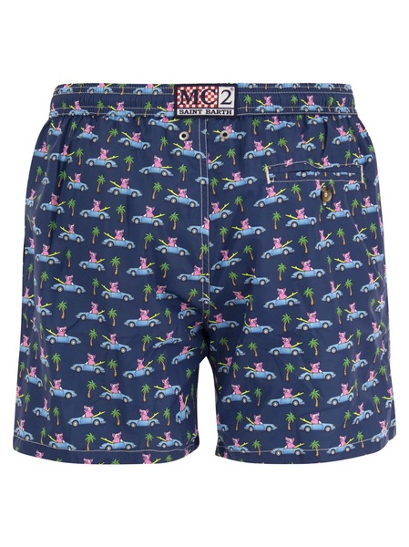 Mc2 Saint Barth Lightweight Fabric Swim Boxer Shorts With Print