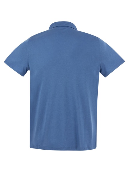 Majestic Short Sleeved Polo Shirt In Lyocell And Cotton