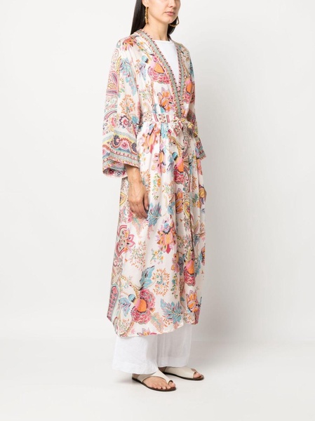 Anjuna Printed Satin Belted Kimono