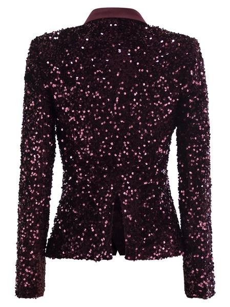 Elisabetta Franchi Double Breasted Jacket In Chenille Embroidered With Sequins