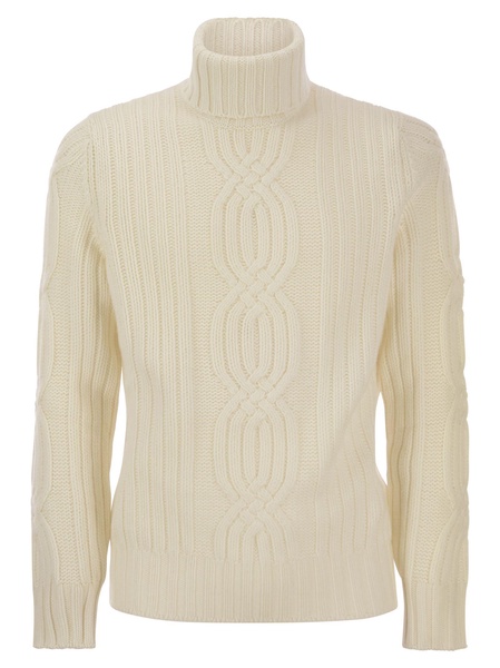 Brunello Cucinelli Braided Cashmere Turtleneck Sweater