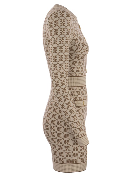 Elisabetta Franchi Jacquard Logo Knit Minidress