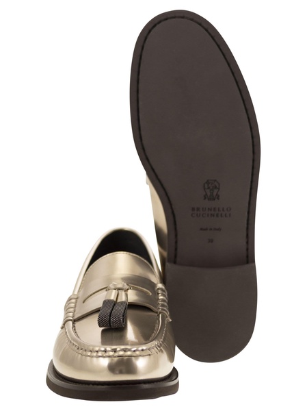 BRUNELLO CUCINELLI Elegant Calfskin Moccasins with Shiny Tassels