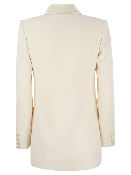 Elisabetta Franchi Double Breasted Jacket In Crepe And Satin