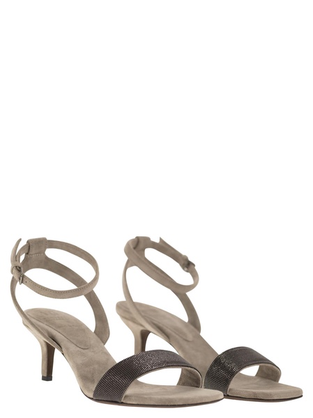 Brunello Cucinelli Suede Sandals With Precious Insert