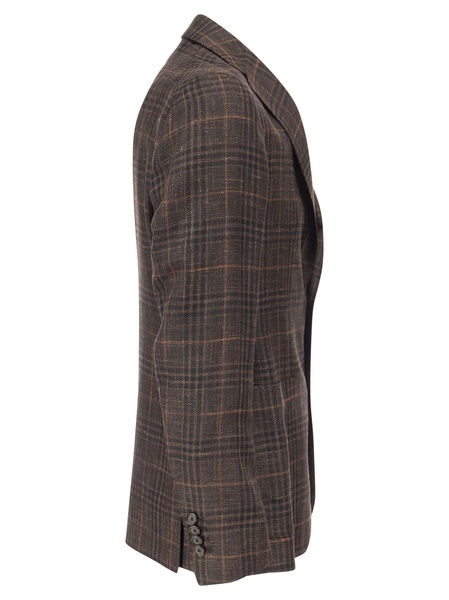 Tagliatore Wool, Silk And Linen Jacket With Tartan Pattern