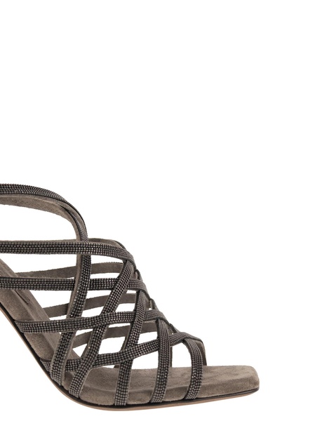 Brunello Cucinelli Precious Net Suede High Sandals