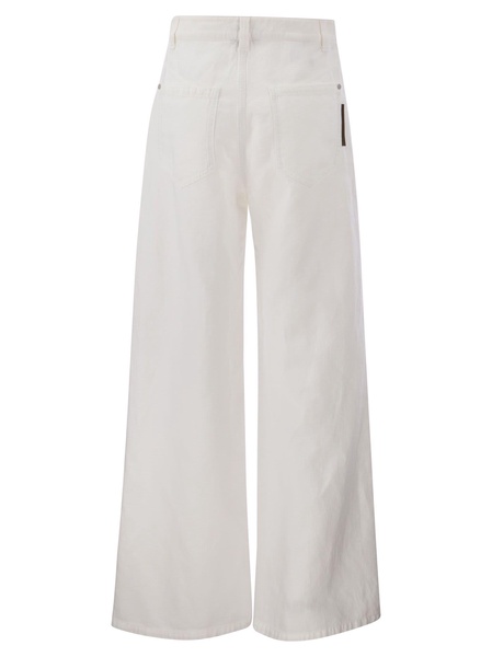 Brunello Cucinelli Relaxed Trousers In Garment Dyed Cotton Linen Cover Up