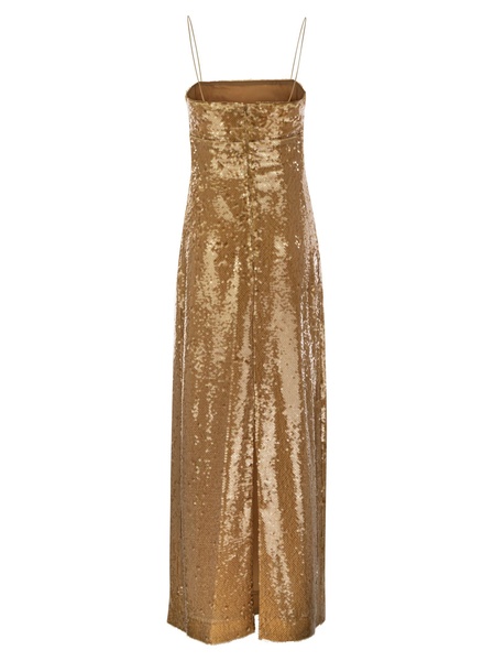 Max Mara Studio Orange Sequined Sheath Dress